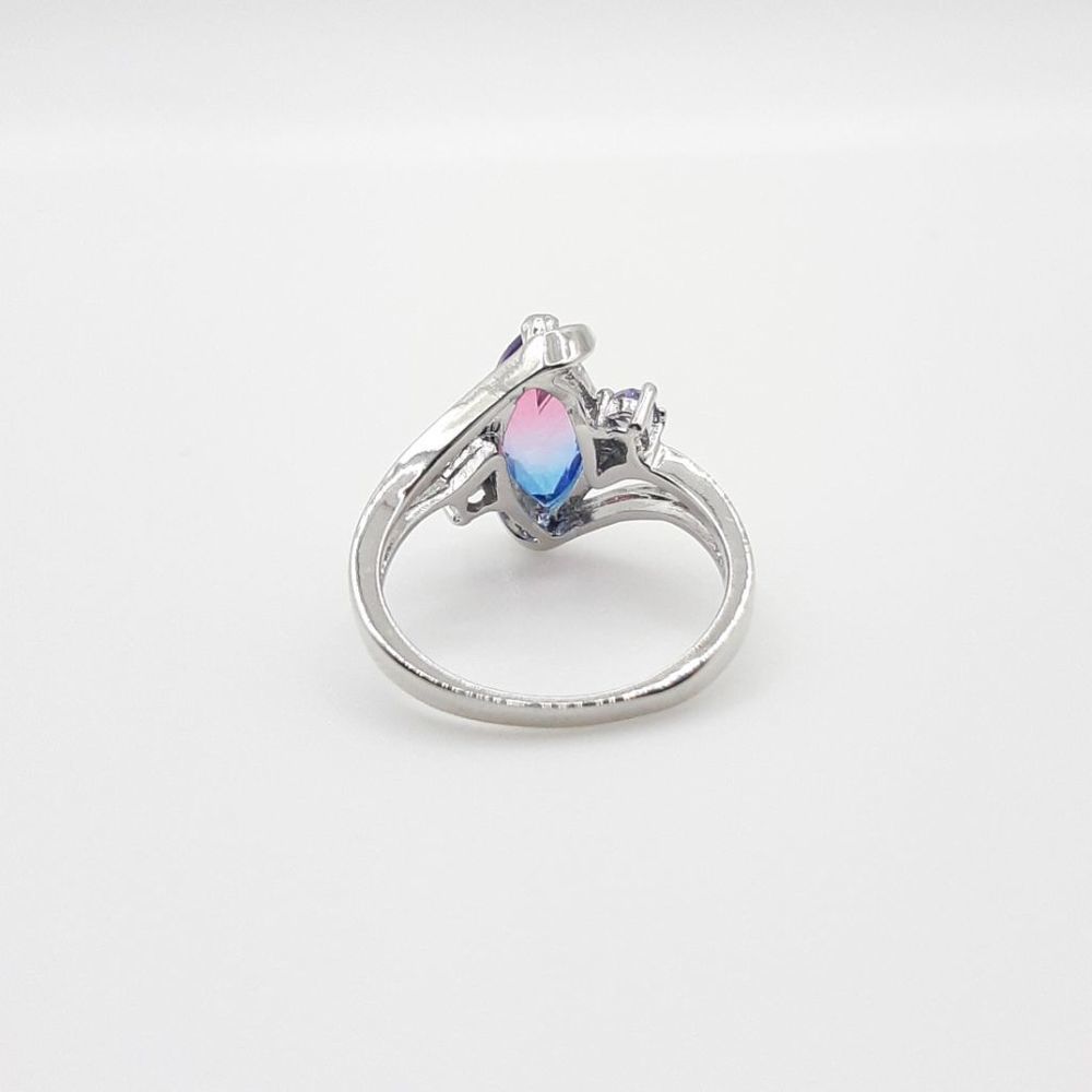 Marquise Rainbow Tourmaline Twist Ring Purple Pink Blue - Picture 2 of 4